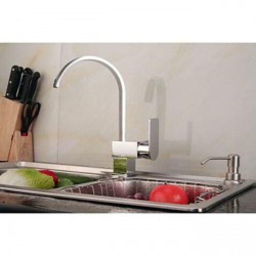 Robinet de cuisine chromé, robinet de design moderne avec un seul trou d’installation et une seule poignée