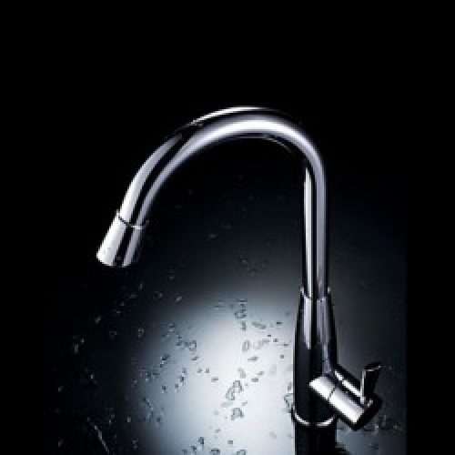 Robinet de cuisine contemporain à bec col cygne rotatif de 46 cm de hauteur