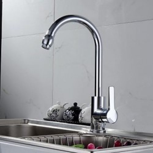 Robinet de cuisine contemporain à bec col cygne tournante fini chromé