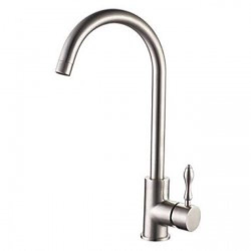 Robinet de cuisine contemporain à bec col de cygne en acier inoxydable