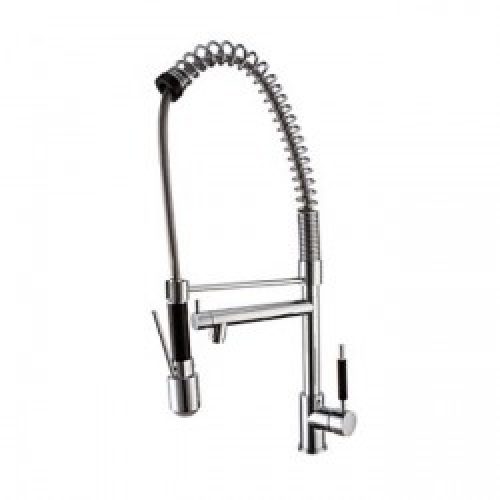 Robinet de cuisine contemporain à deux becs LED/Avec spray démontable