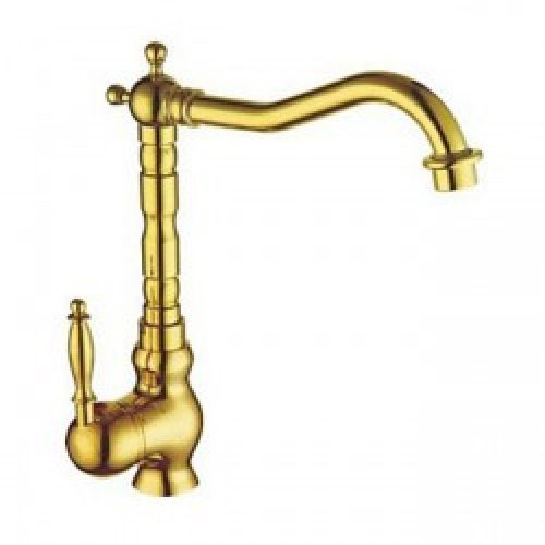 Robinet de cuisine doré muni d’une seule poignée, pour un style contemporain