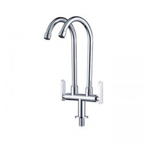 Robinet de cuisine à double conduit d’eau et muni de deux poignées, style contemporain (un seul trou d’installation)