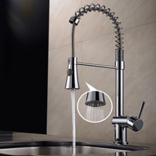 Robinet de cuisine gigogne avec bec rétractable et muni d’une seule poignée, finition en chrome pour un style contemporain