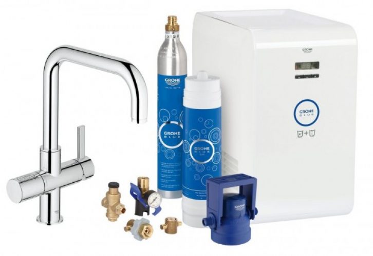 Robinet de cuisine Grohe filtrant Blue Professional Kit démarrage réfrigérant pétillant