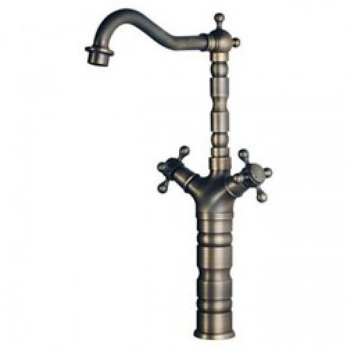 Robinet de cuisine inspiré de design antique et fini en laiton (deux poignées)