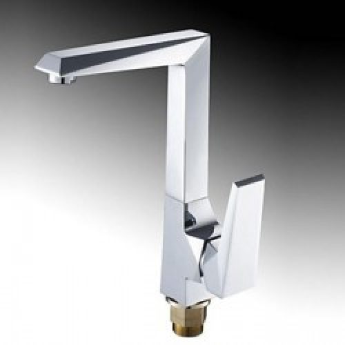 Robinet de cuisine luxueux muni d’une seule poignée et fini en métal chromé