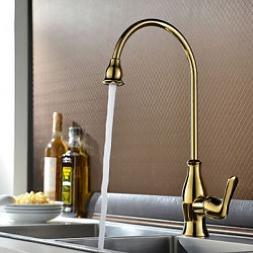 Robinet de cuisine poignée unique doré, finition en laiton pour un style traditionnel