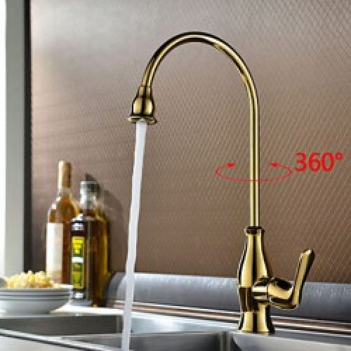 Robinet de cuisine rotatif surélevé et muni d’une seule poignée, robinet fini en laiton (Ti-PVD)