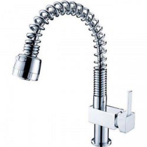 Robinet de cuisine rétractable de style contemporain et fini en métal chrome (avec spray démontable)