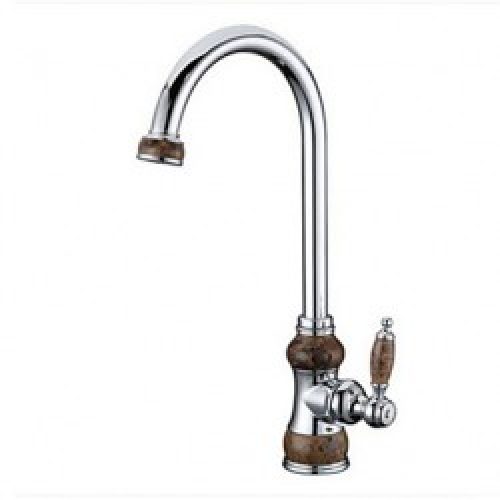 Robinet de cuisine style antique finition argent et marbre