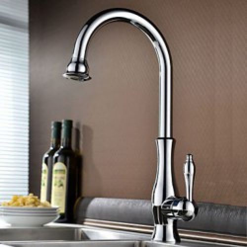 Robinet de cuisine style moderne doté d’une seule poignée fini en métal chromé