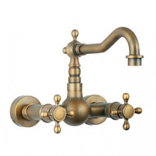 Robinet de cuisine à un seul trou d&rsquo;installation et muni de deux poignées, finition en bronze huilé