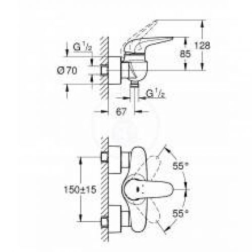 Robinet de douche avec levier plein White Moon…