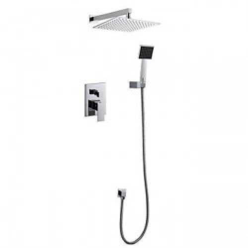 Robinet de douche avec pommeau de douche carré de 10″ et douchette à main