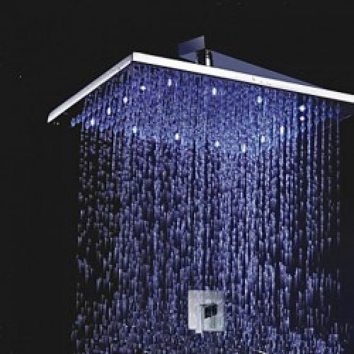 Robinet de douche avec tête de douche 12″ à LED changeante de couleur