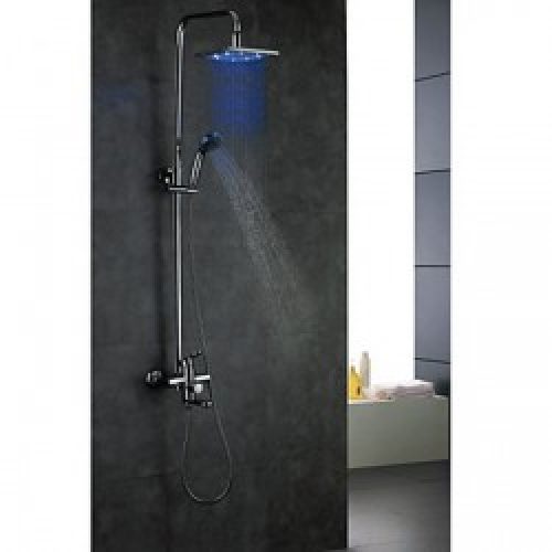 Robinet de douche avec tête de douche à LED + douchette à main