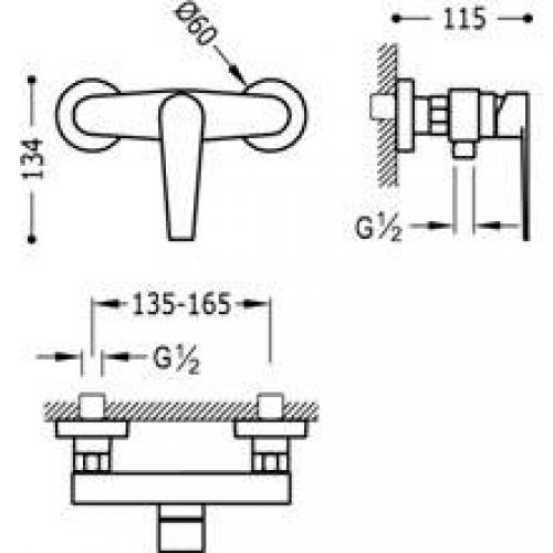 Robinet de douche Class-TRES avec poignée