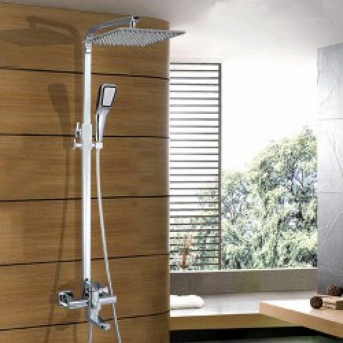 Robinet de douche contemporain avec pomme de douche 8 pouces + douchette