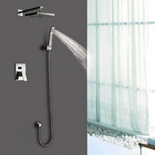Robinet de douche contemporain avec pomme de douche 8 pouces + douchette