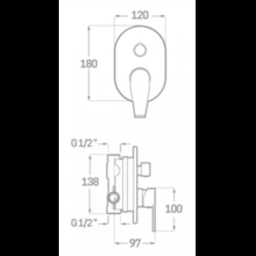 Robinet de douche encastré de 2 voies Arvet SEVEN