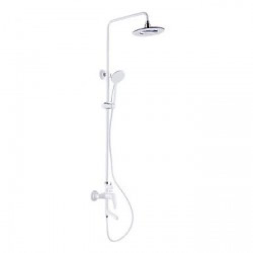 Robinet de douche et baignoire contemporain finition peinture blanche avec vaporisateur