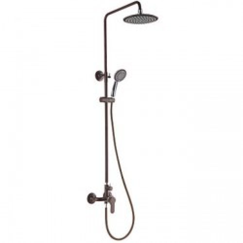 Robinet de douche et baignoire contemporain fixation 3 trous finition peinture marron