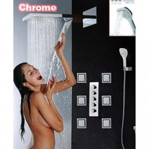 Robinet de douche fini chrome avec sortie d&rsquo;eau en cascade