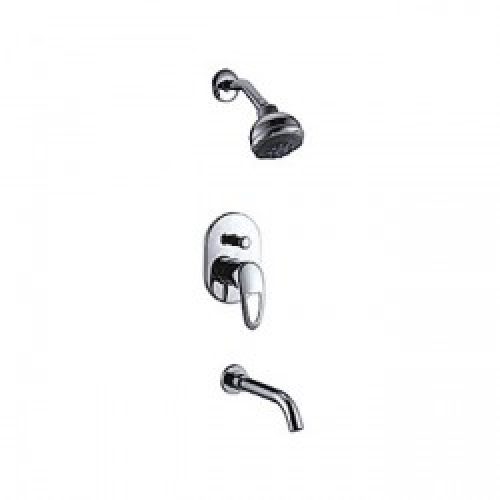 Robinet de douche muni d&rsquo;une tête de douche + poignée rotatif et d&rsquo;un bec verseur