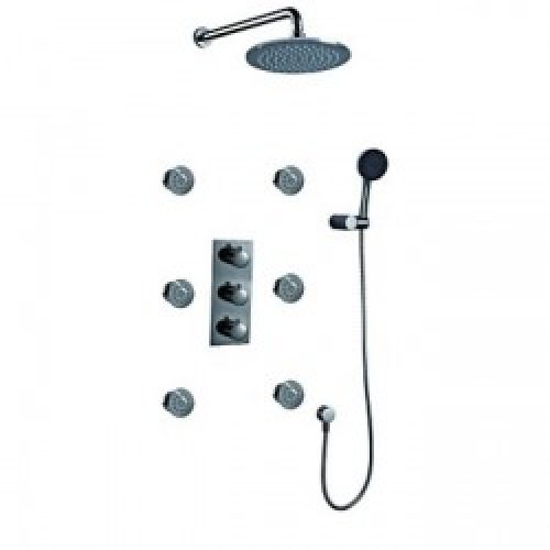 Robinet de douche mural à tête de douche ronde et pomme de douche