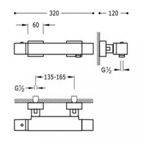 Robinet de douche thermostatique CUADRO-TRES