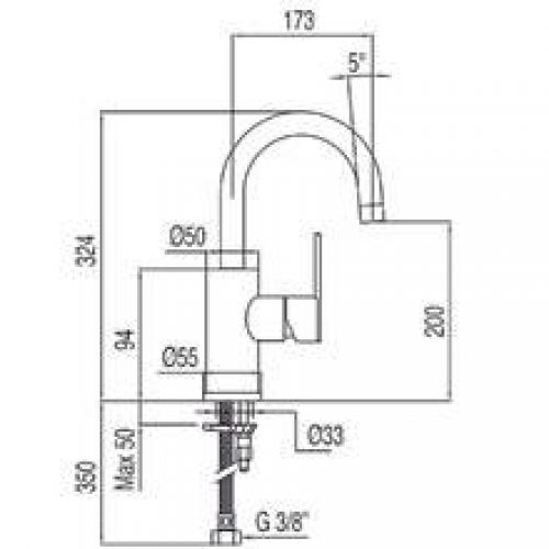 Robinet de lavabo 32,4cm x 17,3cm avec poignée ECO