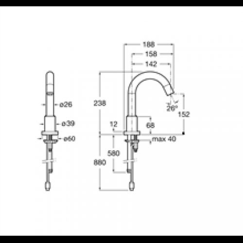 Robinet de lavabo alimentation à piles Loft Roca