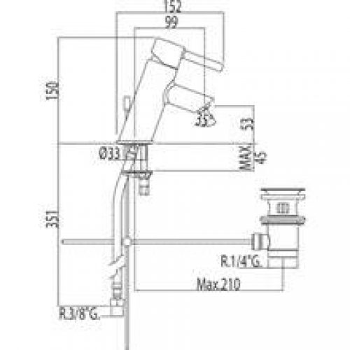 Robinet de lavabo Alplus incliné bec bas