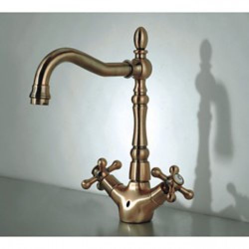 Robinet de lavabo antique avec double poignée fini or rose