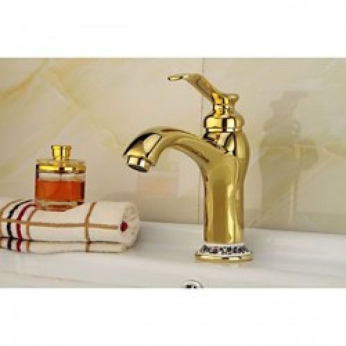 Robinet de lavabo antique à manche unique finition Ti-PVD et ceramique