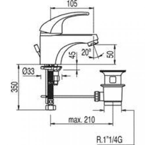 Robinet de lavabo avec bonde MONO-TRES 2000