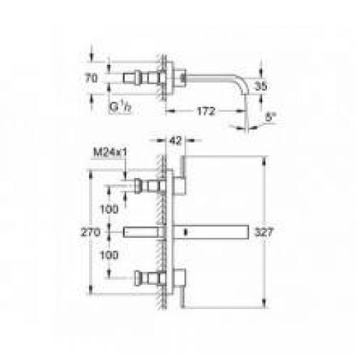Robinet de lavabo batterie murale S Grohe Allure