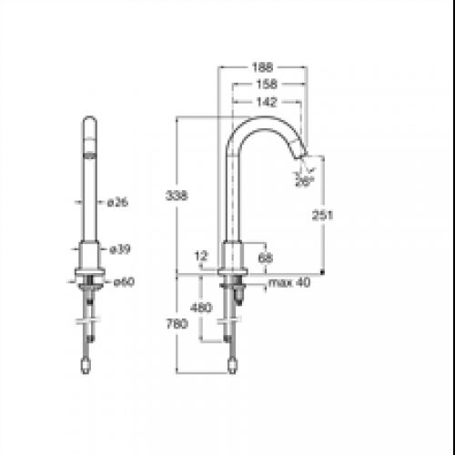 Robinet de lavabo bec haut alimentation à piles…