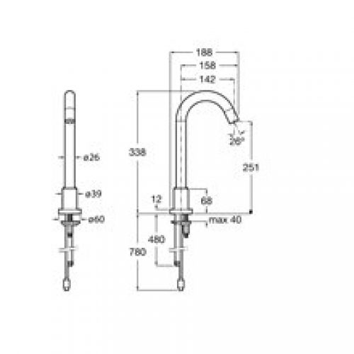 Robinet de lavabo bec haut Loft Roca