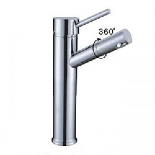 Robinet de lavabo à bec rotatif, finition chromée style contemporain