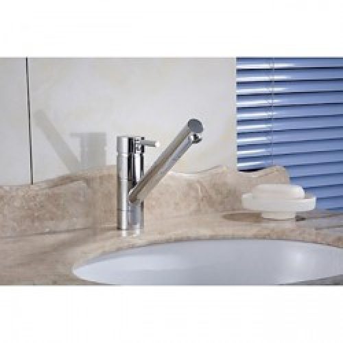 Robinet de lavabo à bec verseur rotatif, style contemporain et finition en chrome