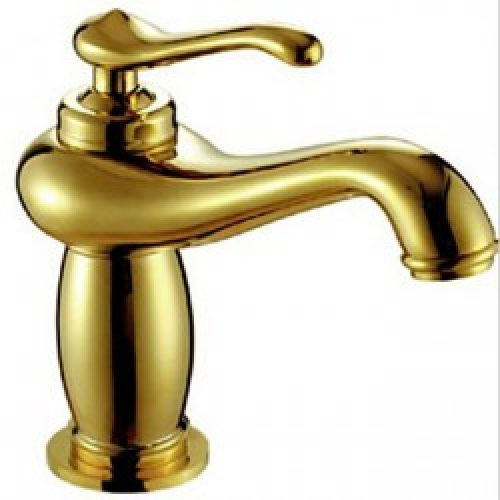 Robinet de lavabo contemporain fini Ti-PVD de hauteur 17 CM