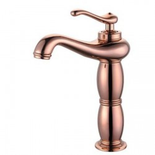 Robinet de lavabo contemporain finition rose dorée de hauteur 320 MM