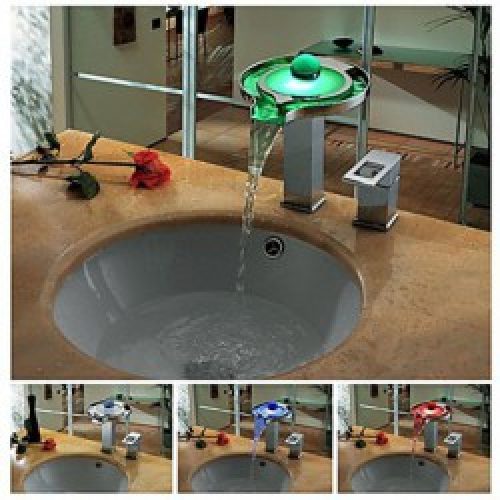 Robinet de lavabo contemporain à LED changeante de couleur