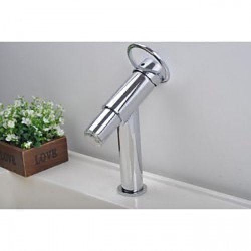 Robinet de lavabo contemporain à poignée giratoire