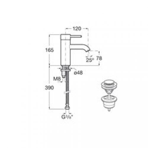 Robinet de lavabo corps lisse Lanta Roca