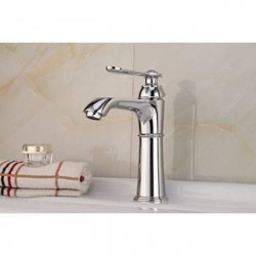 Robinet de lavabo (court) à unique poignée , style contemporain fini en chrome