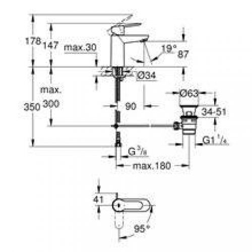 Robinet de lavabo Grohe Bauedge