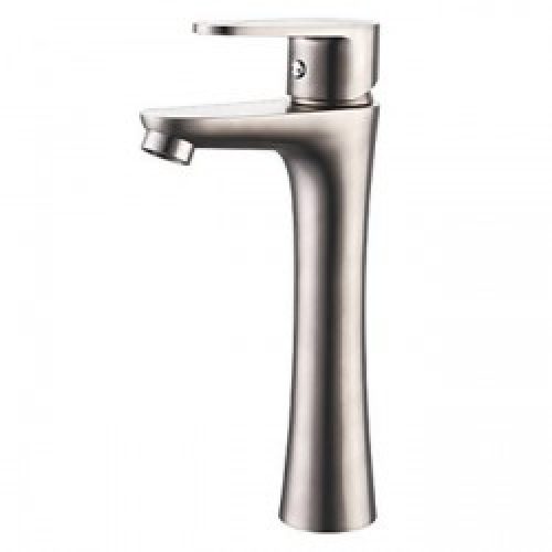 Robinet de lavabo (hauteur) à poignée unique, robinet de style contemporain fini en métal brossé